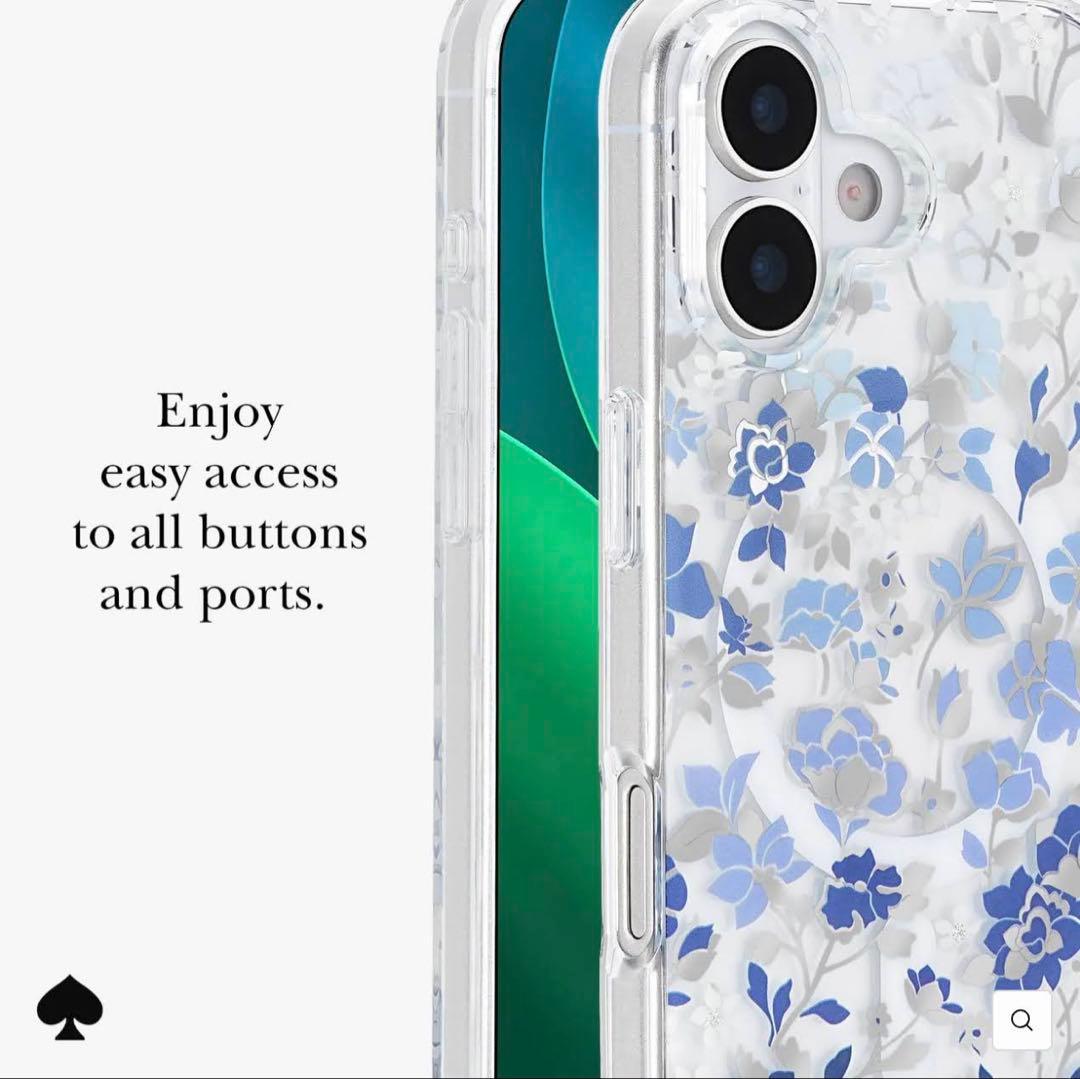 ケイトスペード iPhone17ケース 花柄 ブルー