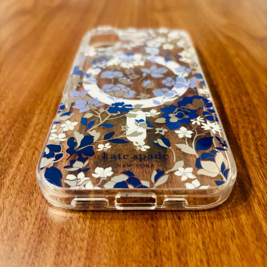 ケイトスペード iPhone17ケース 花柄 ブルー