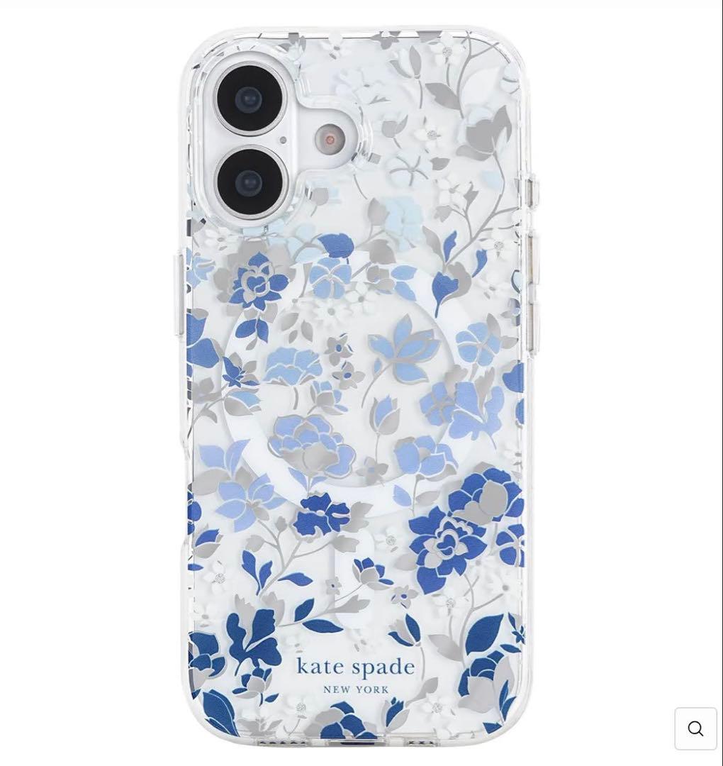 ケイトスペード iPhone17ケース 花柄 ブルー