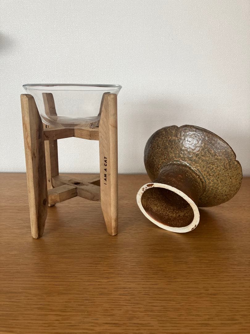 I AM A CAT ごはんのうつわ＆ガラスボウルとヴィンテージ糸巻きのＳＥＴ