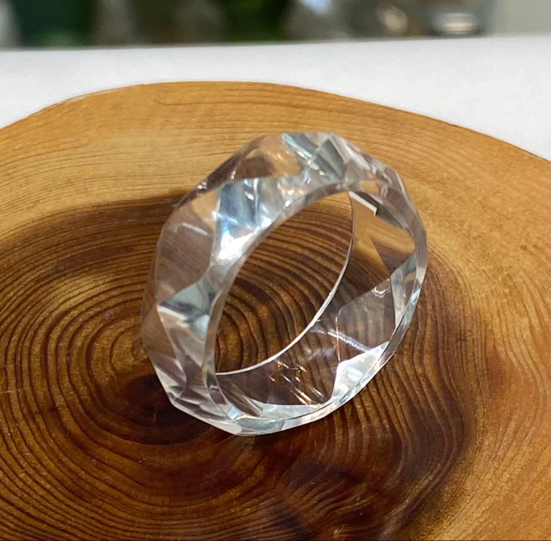 厳選　ガネッシュヒマール産ヒマラヤ水晶　くりぬきリング16号　手作り カット