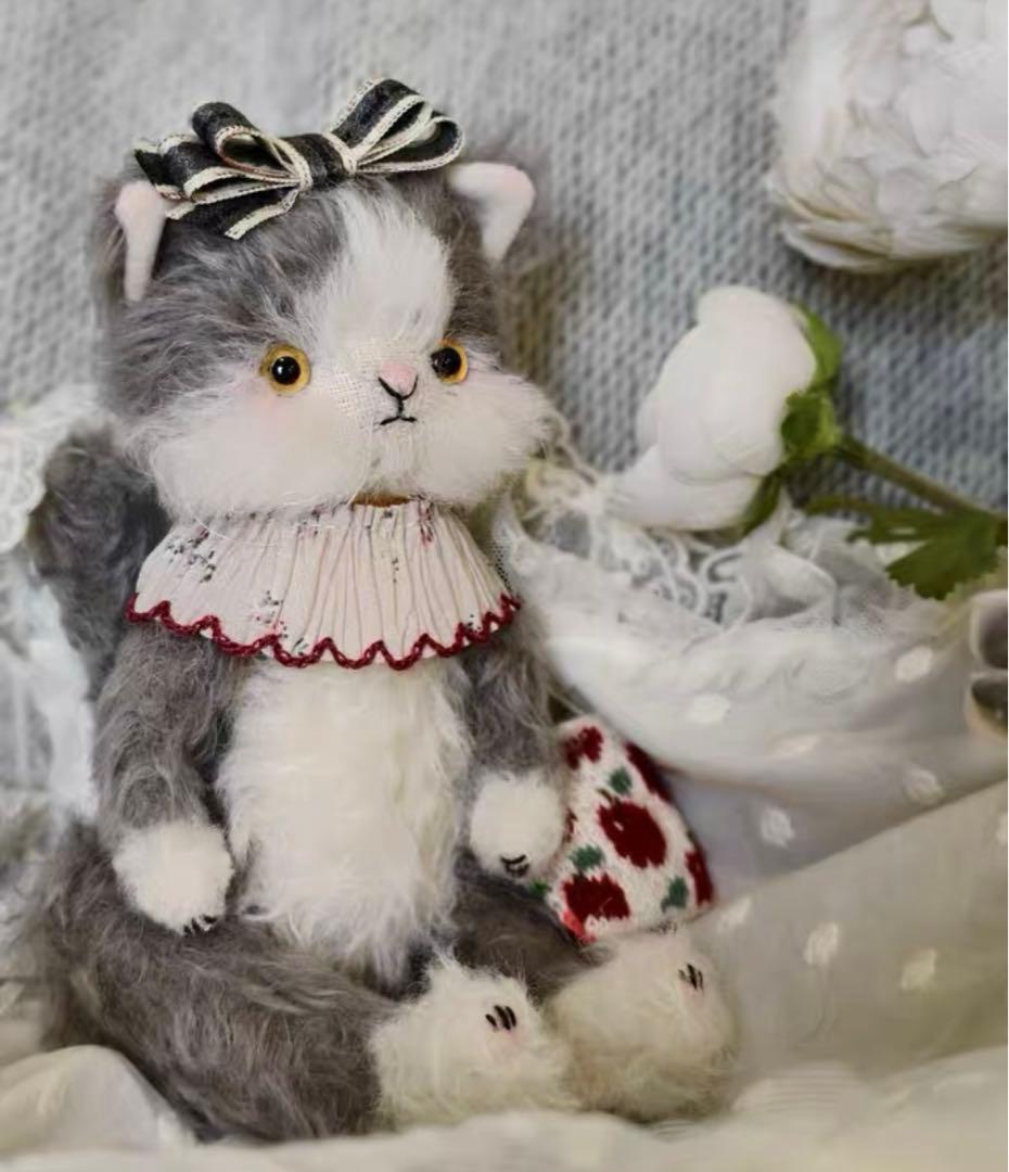 ミックスカラーのねこさん アーティストベア 海外作家様 ハンドメイド ぬいぐるみ