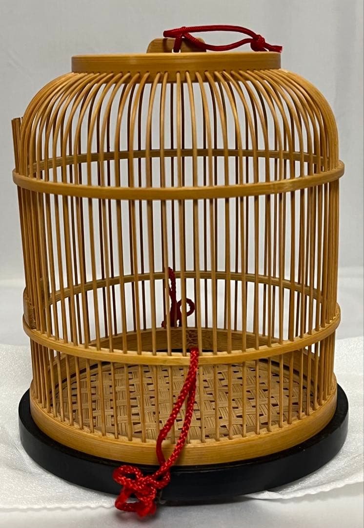 ★新品　駿河竹千筋細工　伝統的工芸品　釣鐘虫籠&鈴虫(オス・メス) みやび行灯