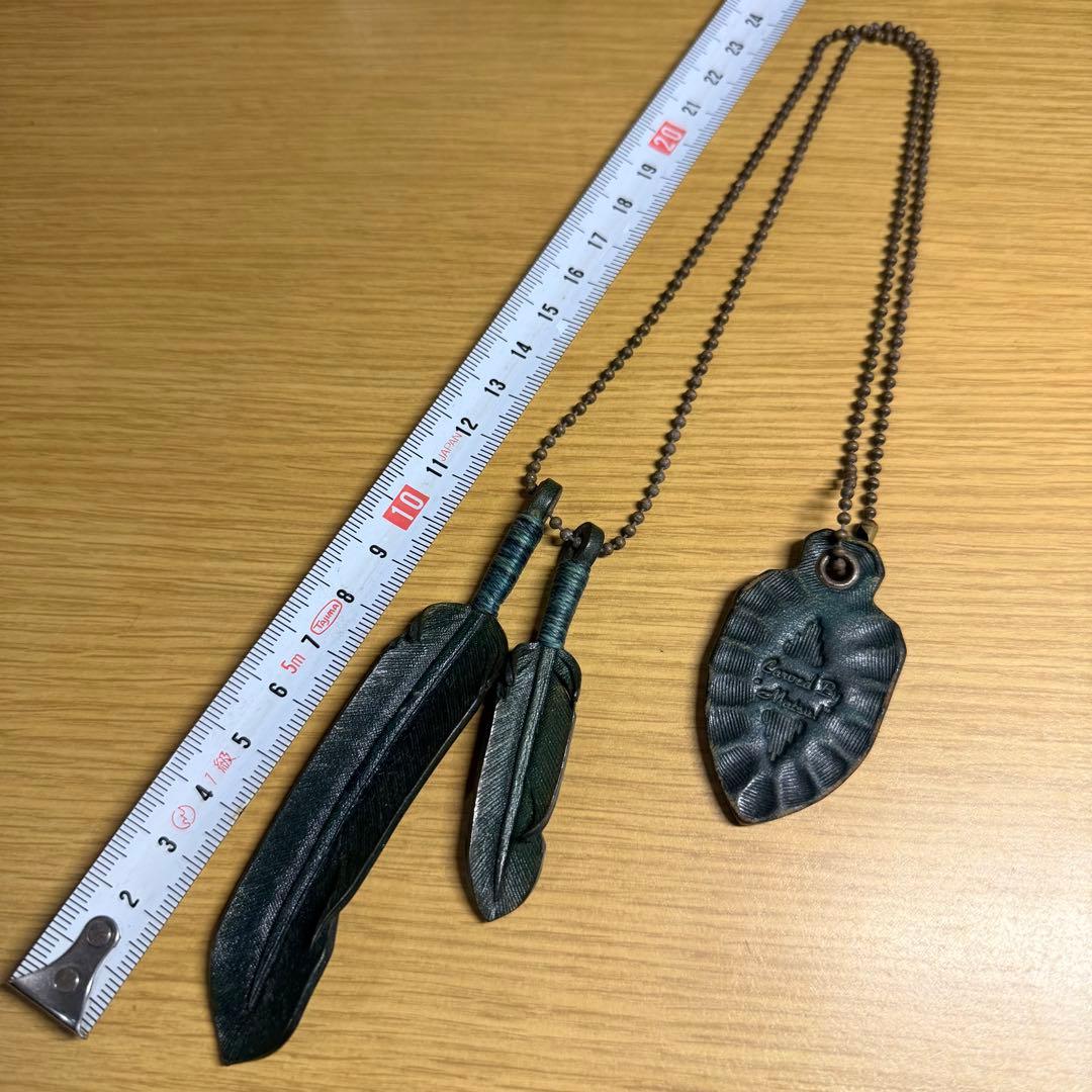 Rooster King&Co. レザーフェザーネックレス USED グリーン