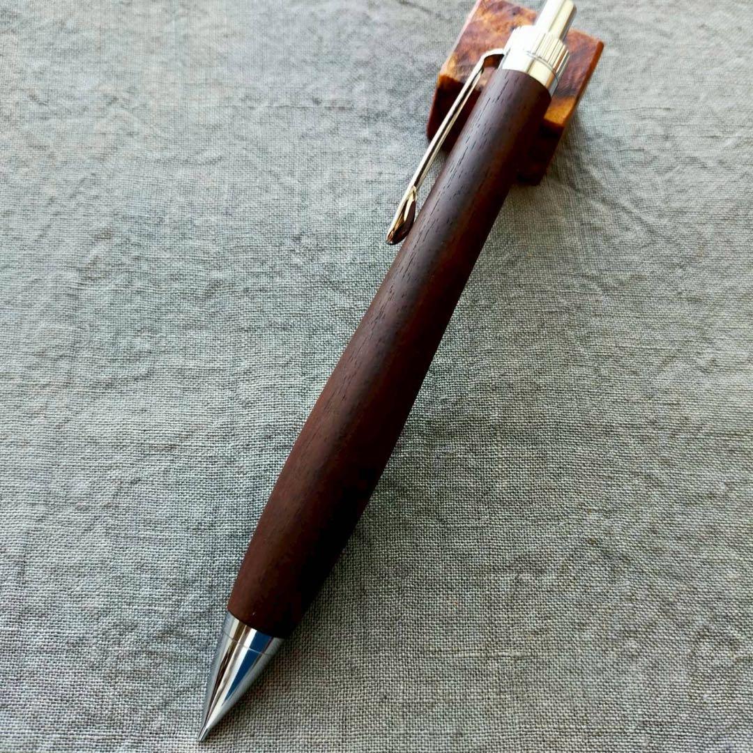 ハワイアンミロ　ハンドメイド　木軸シャープペン　0.5mm　天然木　シルバー