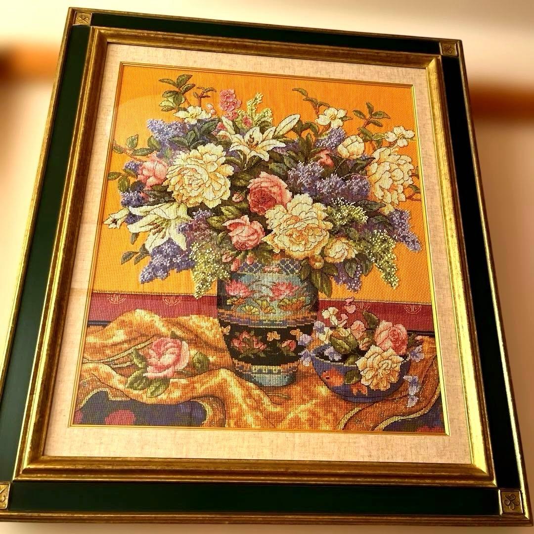クロスステッチ（十字綉）の挂画 花が咲き、富貴と生活の円満 詳細ご覧ください