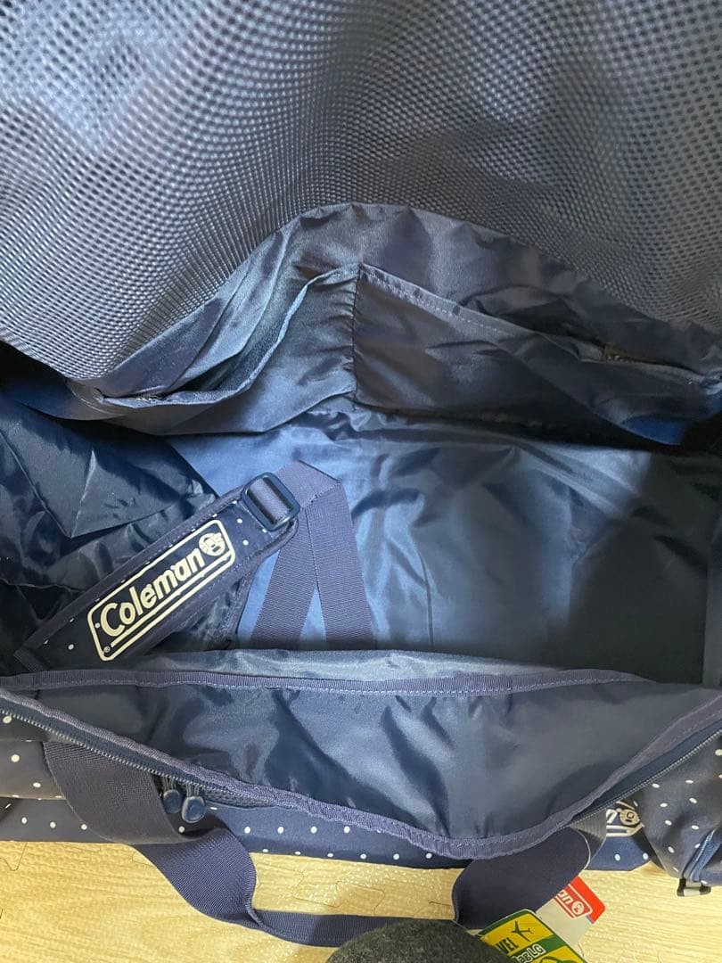 【新品】Coleman コールマン　ボストンバッグ ネイビー 水玉　容量80L