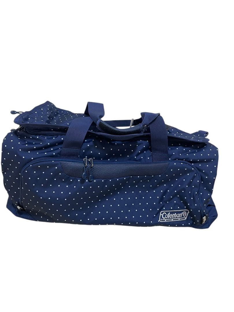 【新品】Coleman コールマン　ボストンバッグ ネイビー 水玉　容量80L