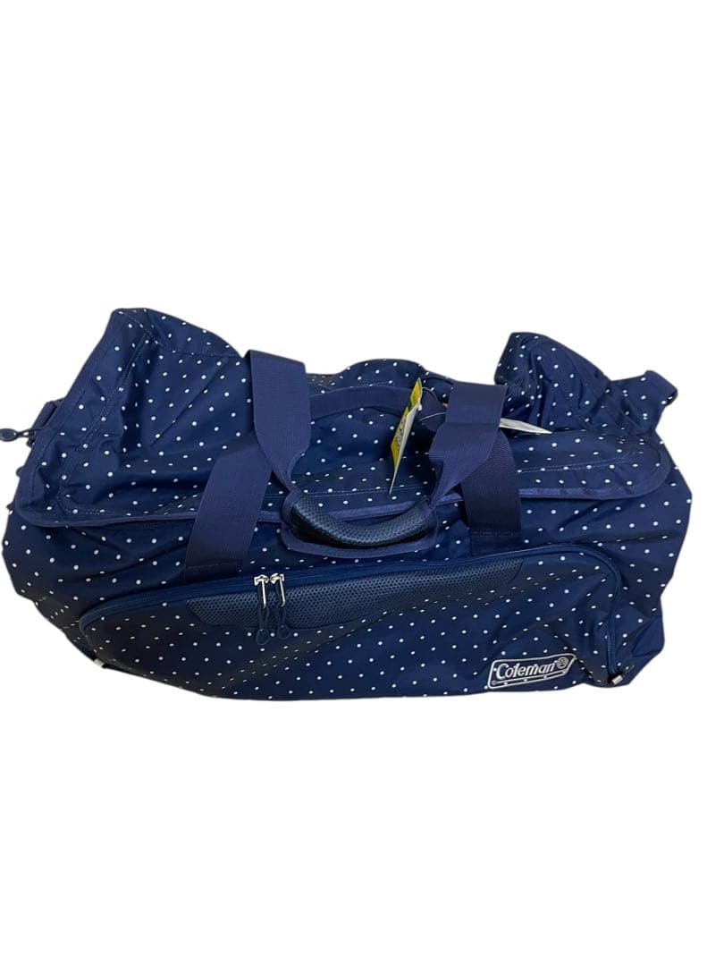 【新品】Coleman コールマン　ボストンバッグ ネイビー 水玉　容量80L