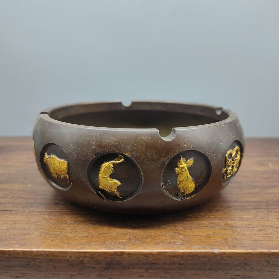 銅器 十二支 灰皿 家 事務室 装飾品 工芸品 置物