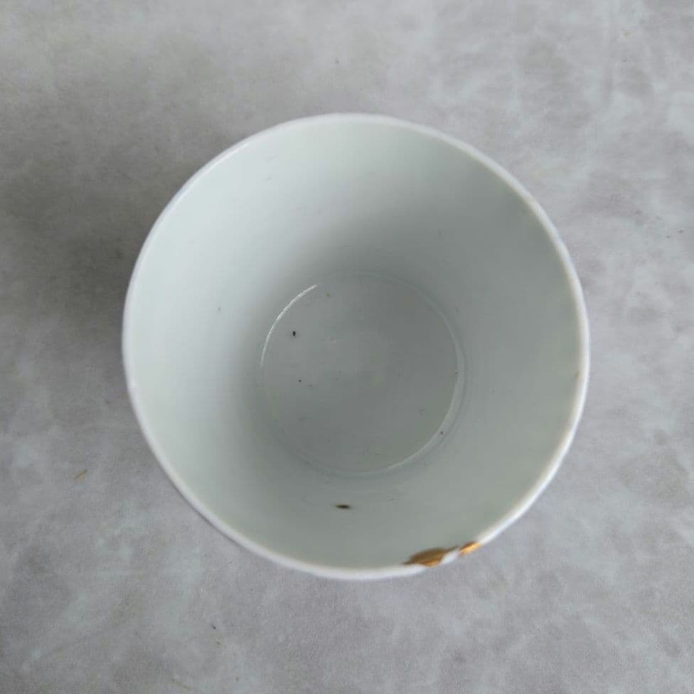 古伊万里　染付　猪口　向付　縞　雪輪　酒器　江戸時代　骨董　金継ぎ