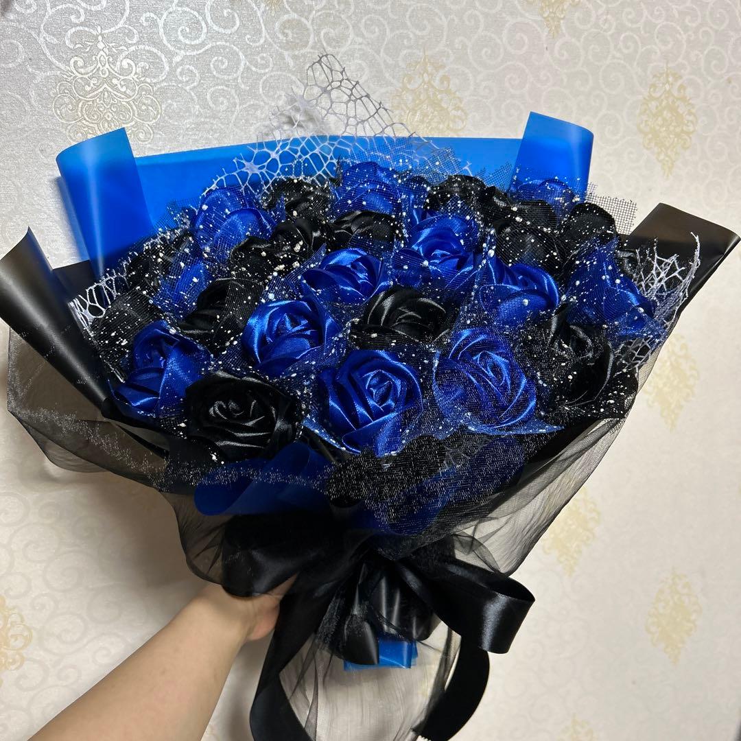 30本黒青バラブーケ　プレゼント お祝い 枯れない花 永生薔薇　特別な人へ