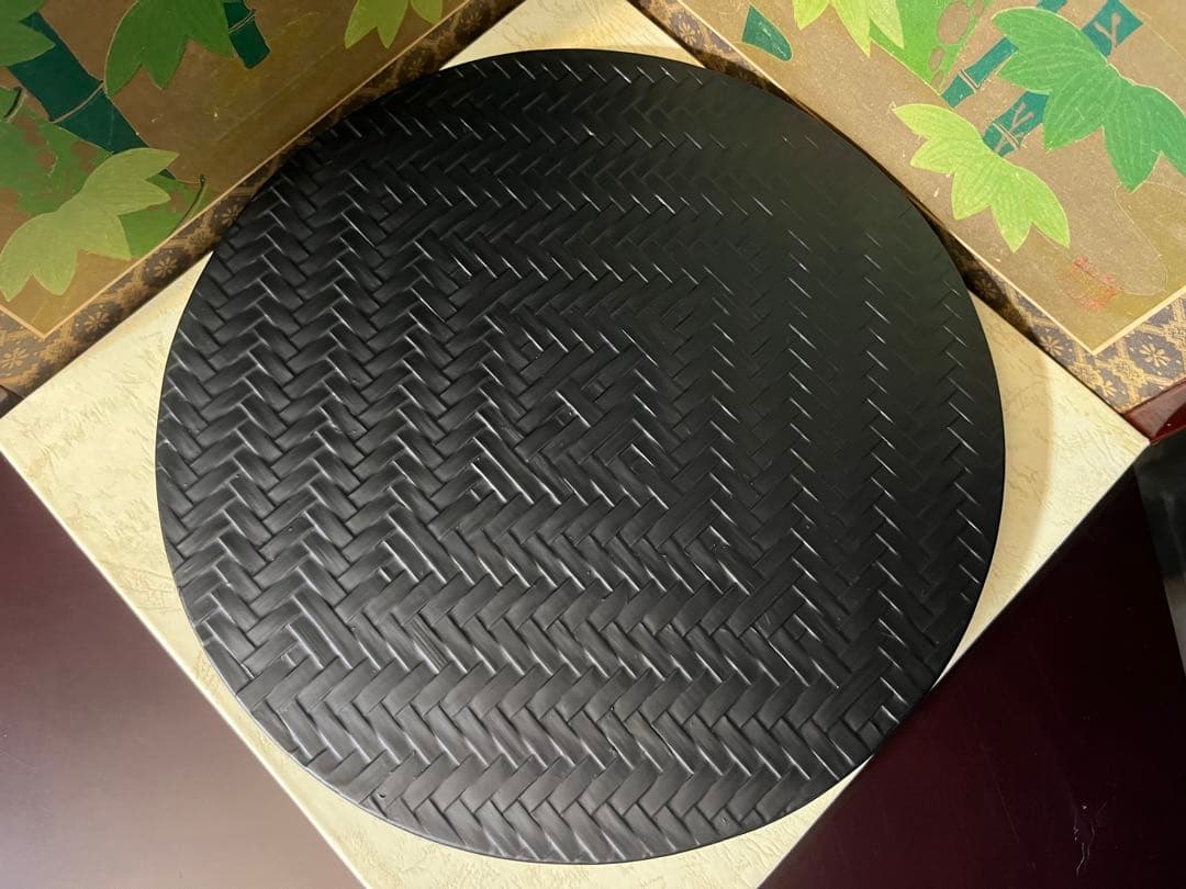 井上らんたい漆器　つや消し　青研ぎ　丸盆