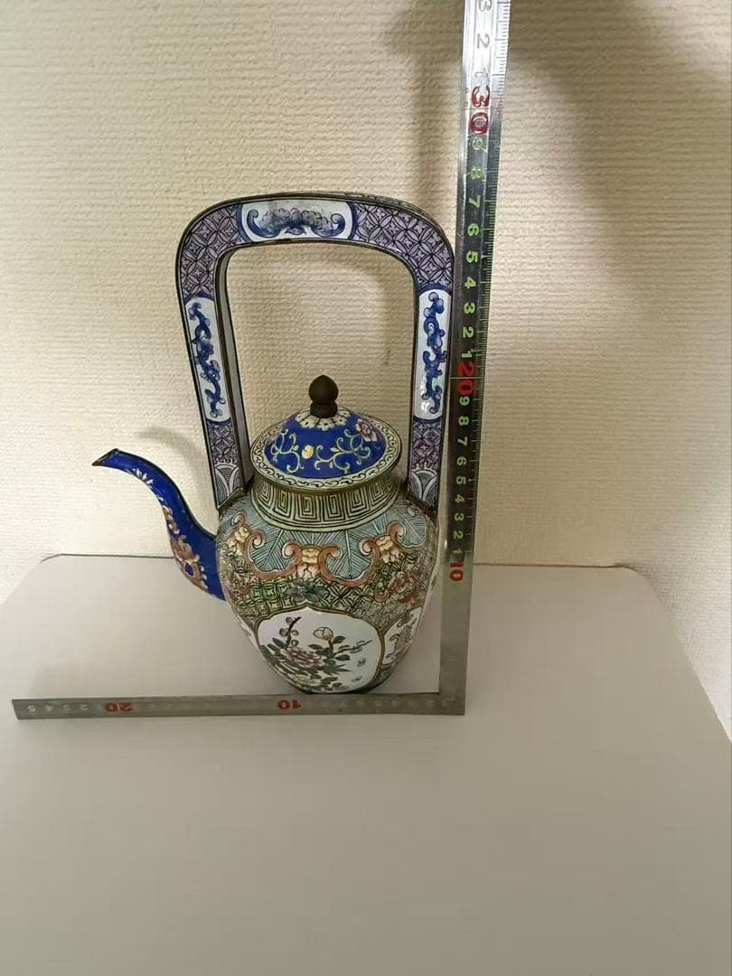 中国美術 琺瑯彩色絵花提梁壺 水注 茶器 骨董品