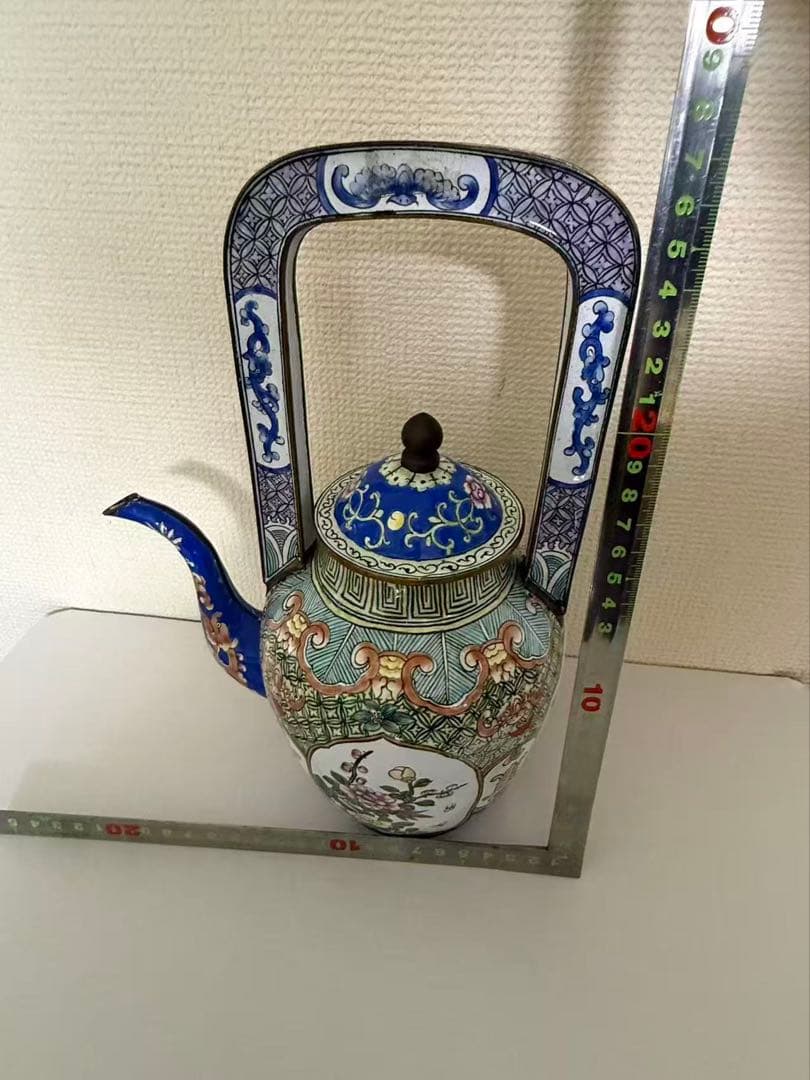 中国美術 琺瑯彩色絵花提梁壺 水注 茶器 骨董品