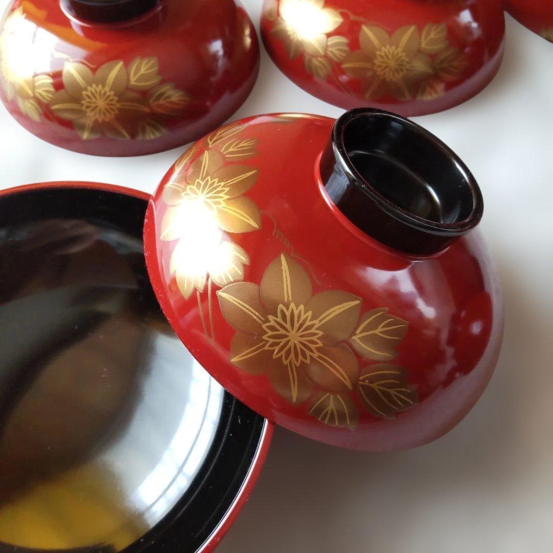 お吸物椀　本漆　伊予　桜井漆器　 蓋付き椀 食器　工芸品　桐箱付き　5客