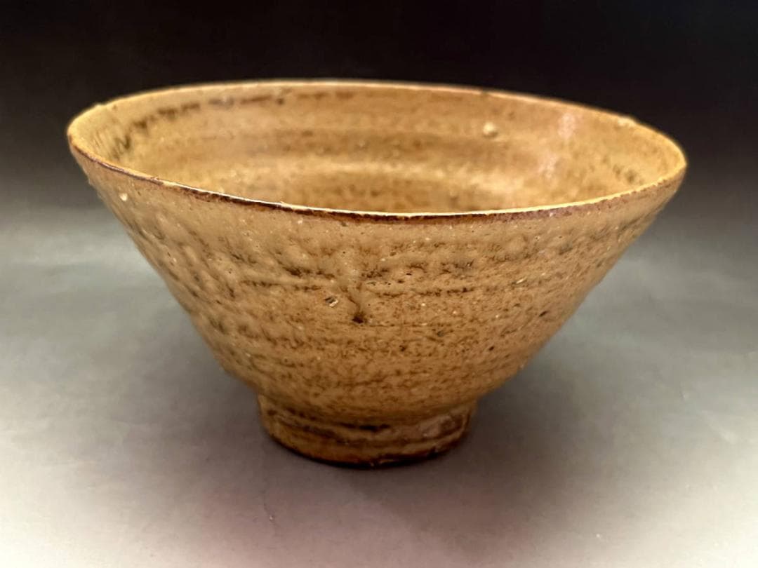茶碗■コレクター所蔵品！古い伊羅保茶碗 時代物江戸期 仕覆付 時代物 骨董品■