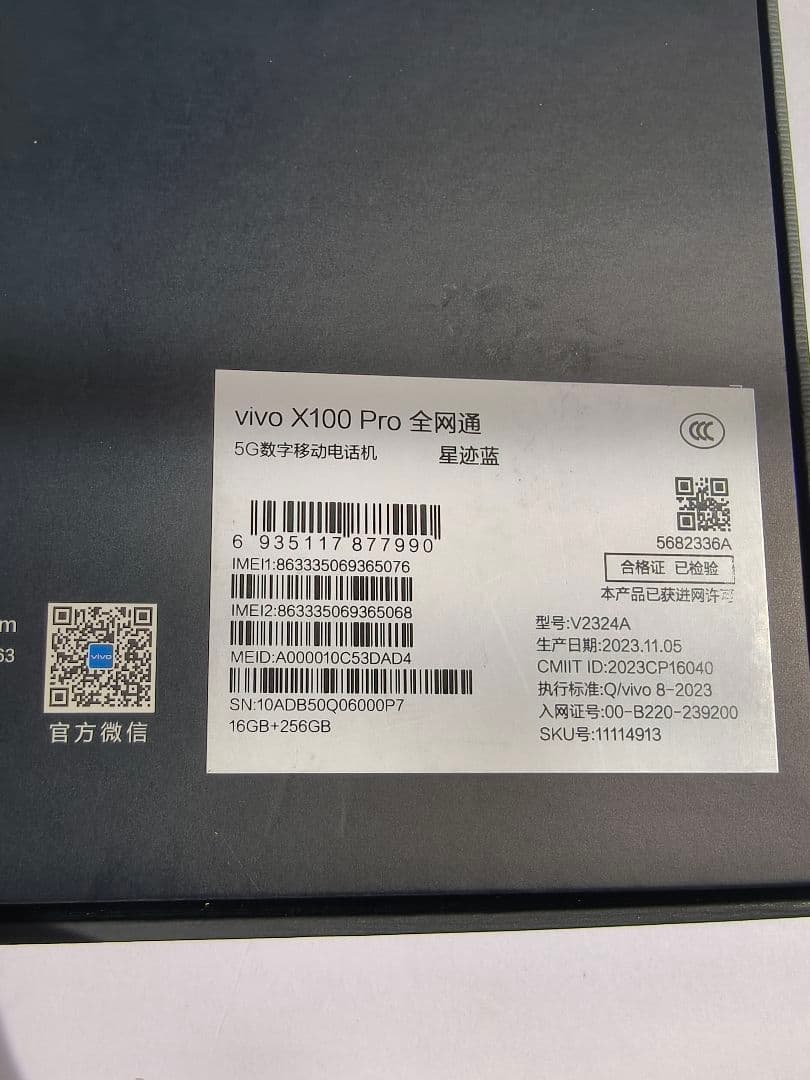 vivo X100 Pro 16/256GB ブルー 中国版