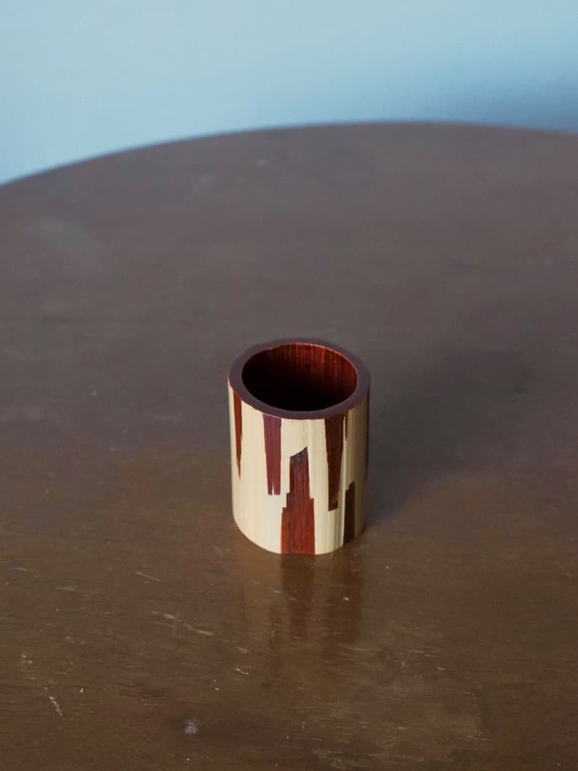 竹器師　三代 黒田宗傳　竹蓋置　茶道具　竹工芸　漆工芸　箱付　Q2552