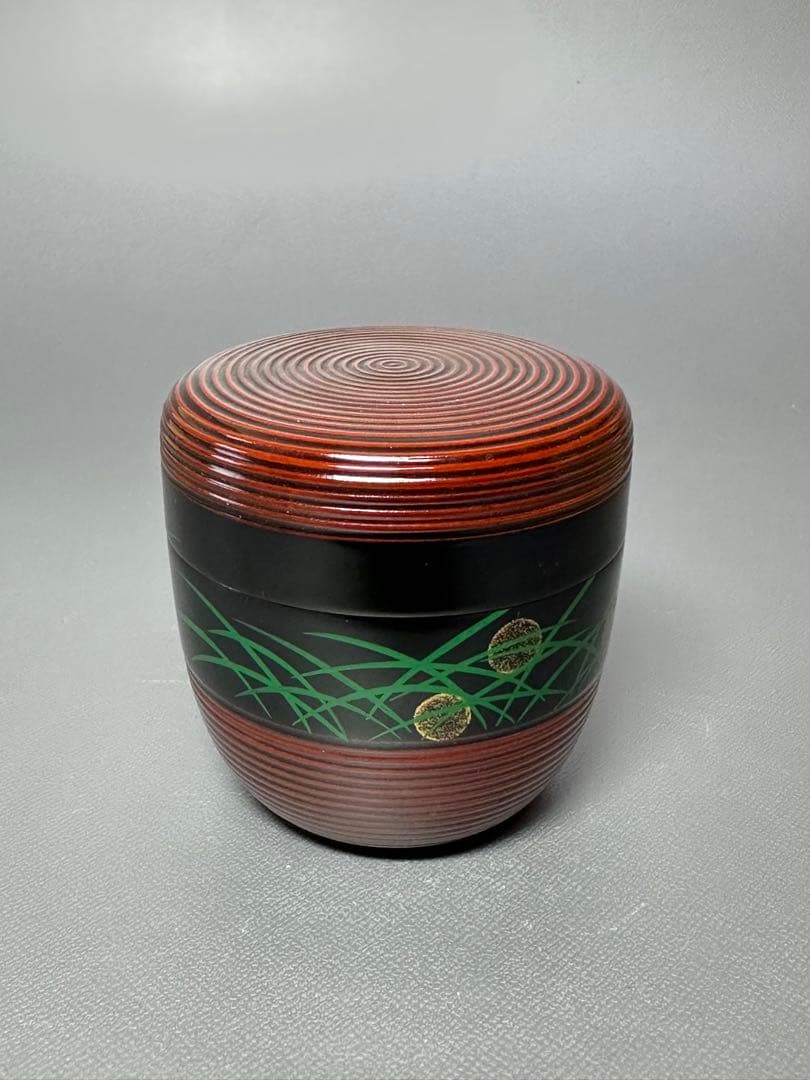 千筋　中棗　帯黒早苗に蛍蒔絵　お茶道具　宗峰作　共箱　青布付き　美品