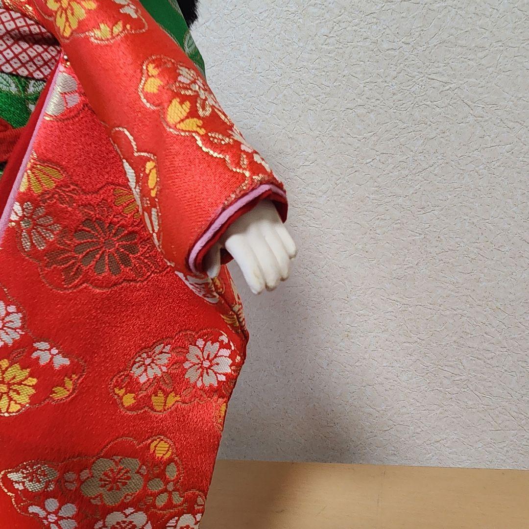 市松人形 紫峰作 約45cm 上金欄 下ぶくれ 正絹着物 女の子 昭和レトロ