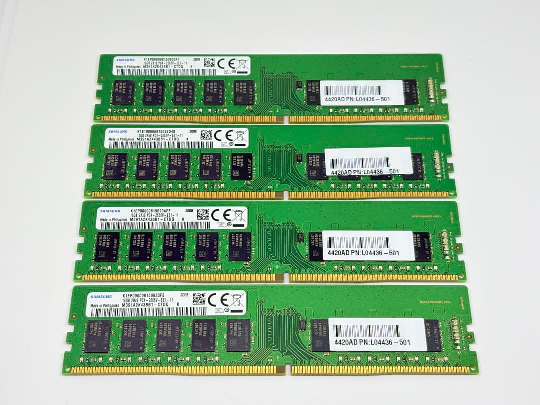 SAMSUNG DDR4 2666 ECC 16GBx4枚(計64GB)