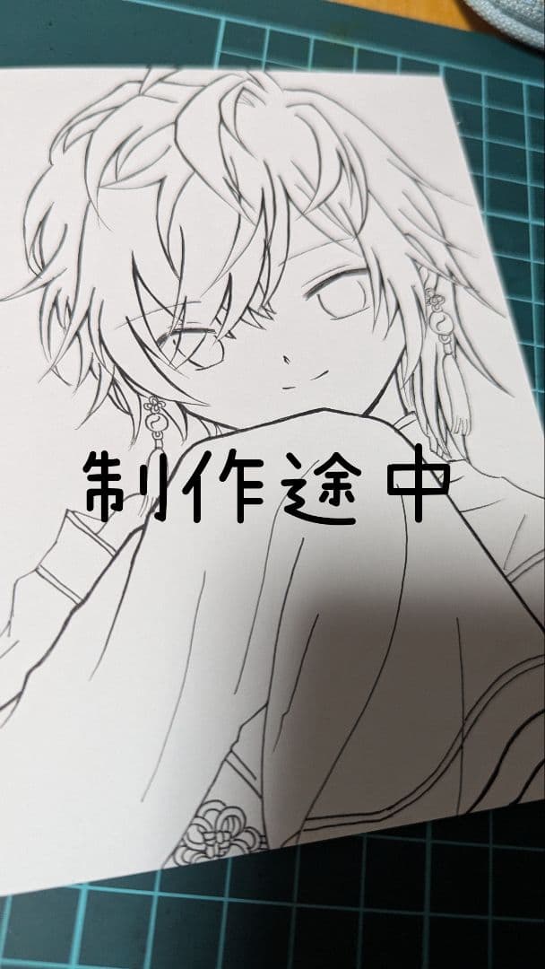 No.143 手描きイラスト 中華 男の子 赤髪