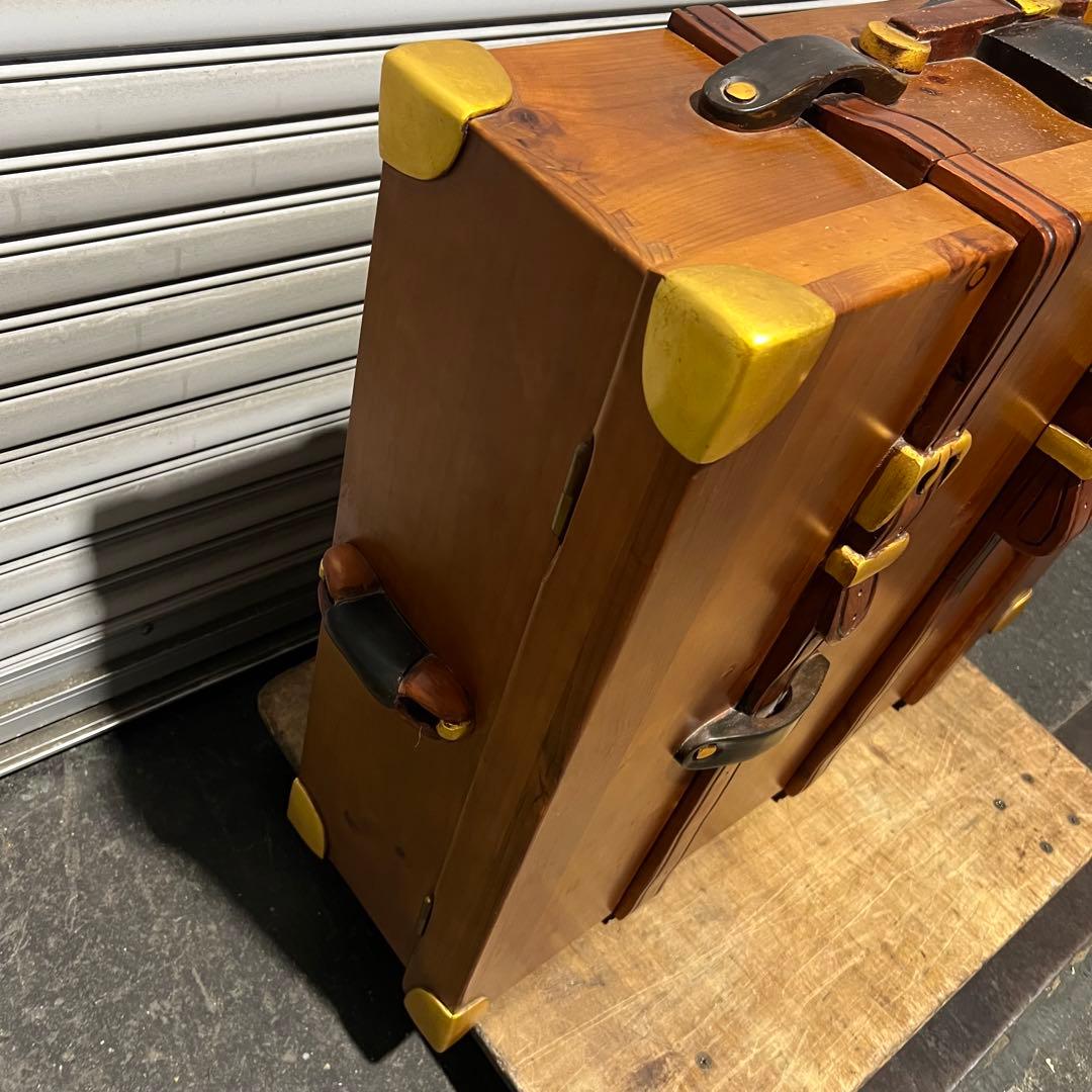 ［3716］ トランク型 木製シューズボックス アンティーク風 靴箱 収納家具
