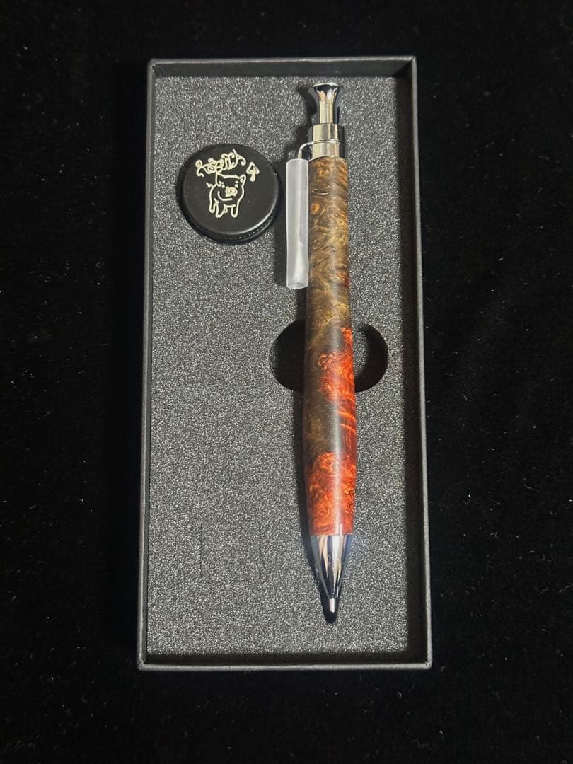 こぶた工房 シャープペンシル 極上花梨瘤 青赤0.5mm