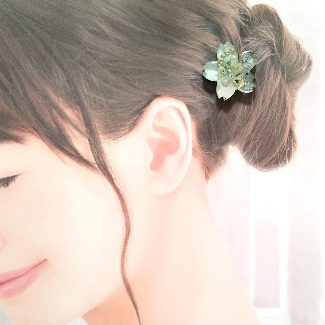 no.1747 レジン ヘアゴム ブローチ ポニーフック 桜