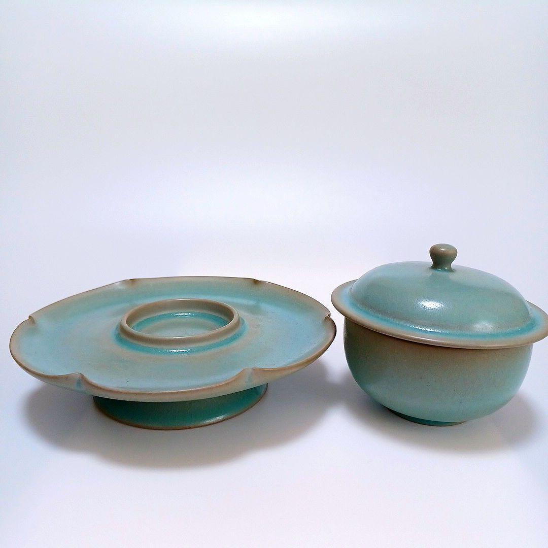 青磁　茶碗茶托　中国古美術
