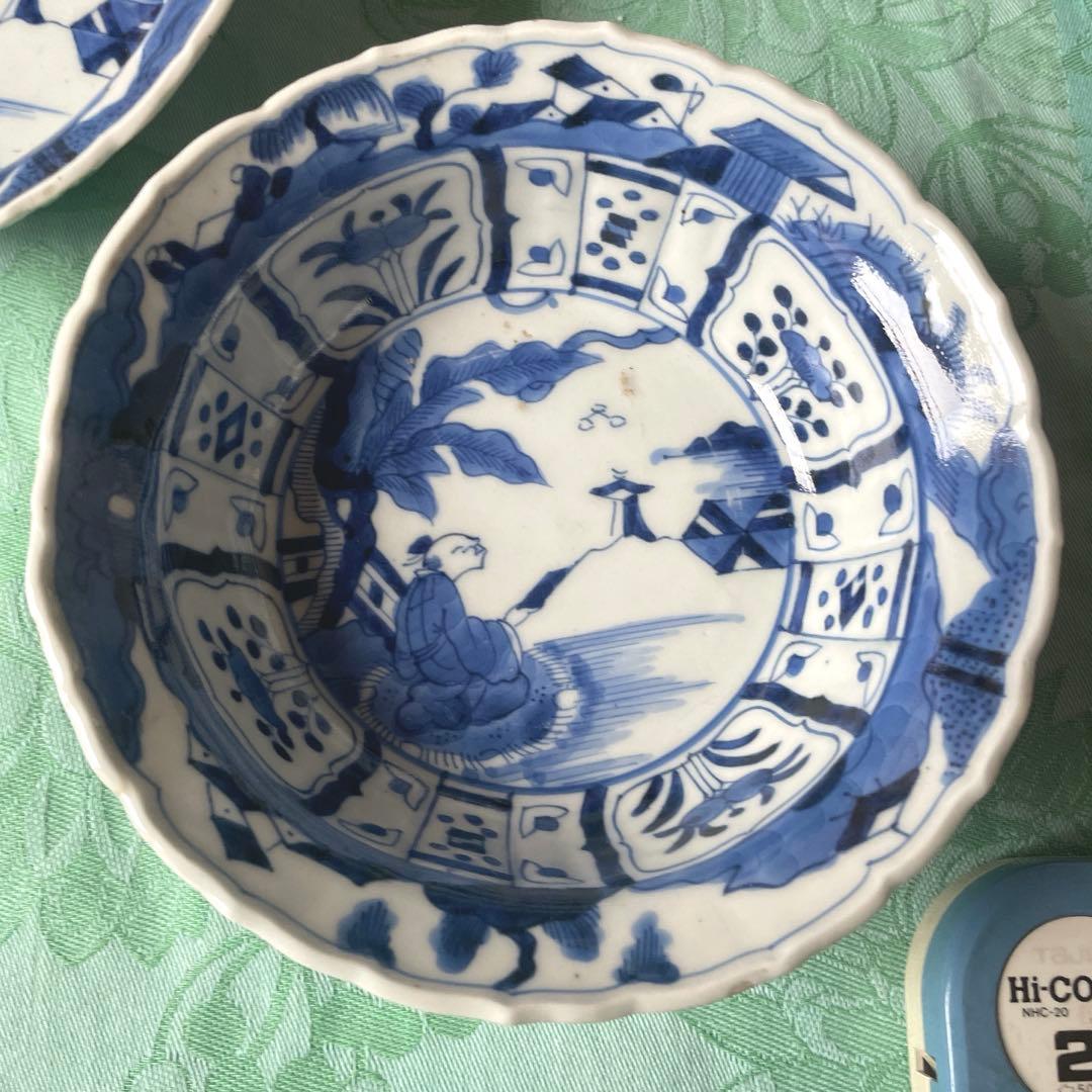 古伊万里　芭蕉　染付　膾皿　2客