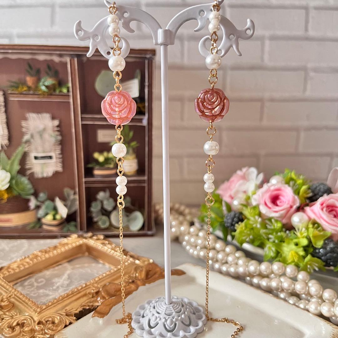 ♪❤️ 薔薇　パール　メガネチェーン　マスクチェーン　ハンドメイド