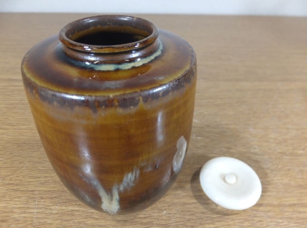 真作保証 12代 高取八山 (道雄) 自作 高取茶入 高取宗家 コレクター放出品