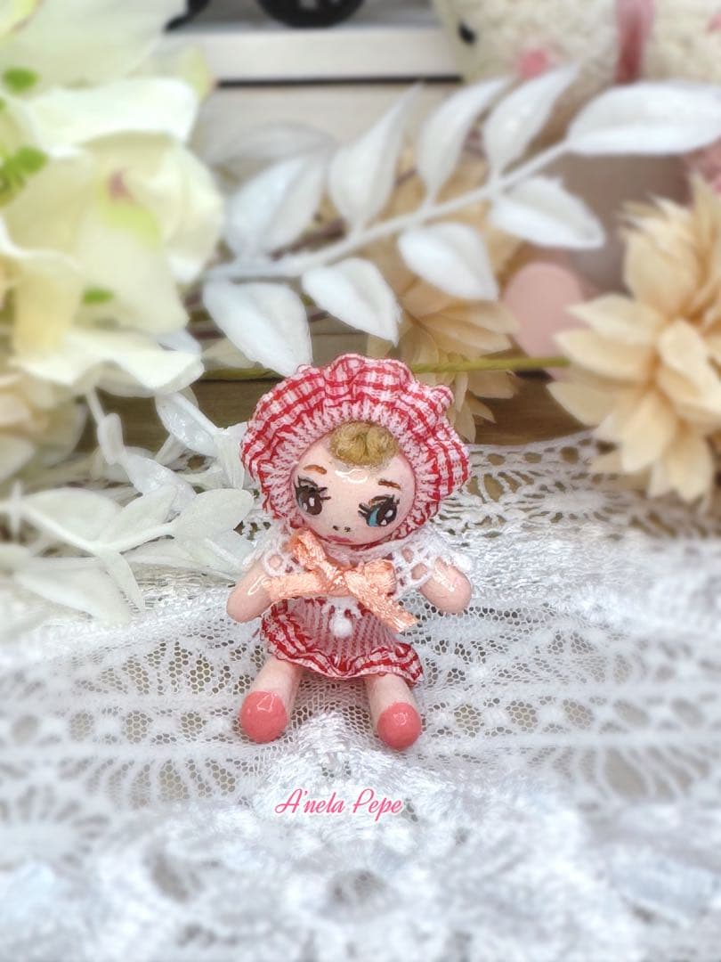 ピンクのBabyクマちゃんぬいぐるみ☆ハンドメイド☆文化人形ちゃんと一緒