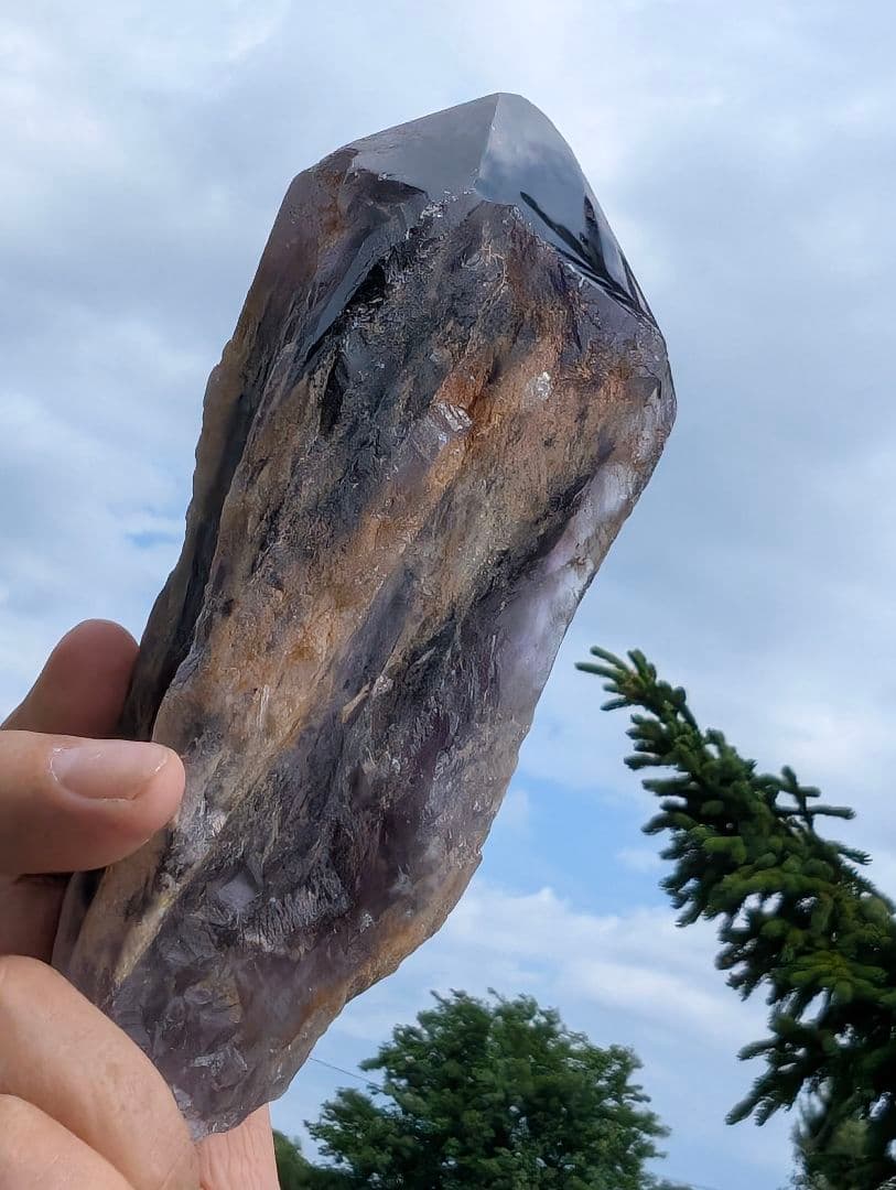 890gアメジスト【邪気払い神器】アテナ紫骨　骨幹水晶　原石NO.7