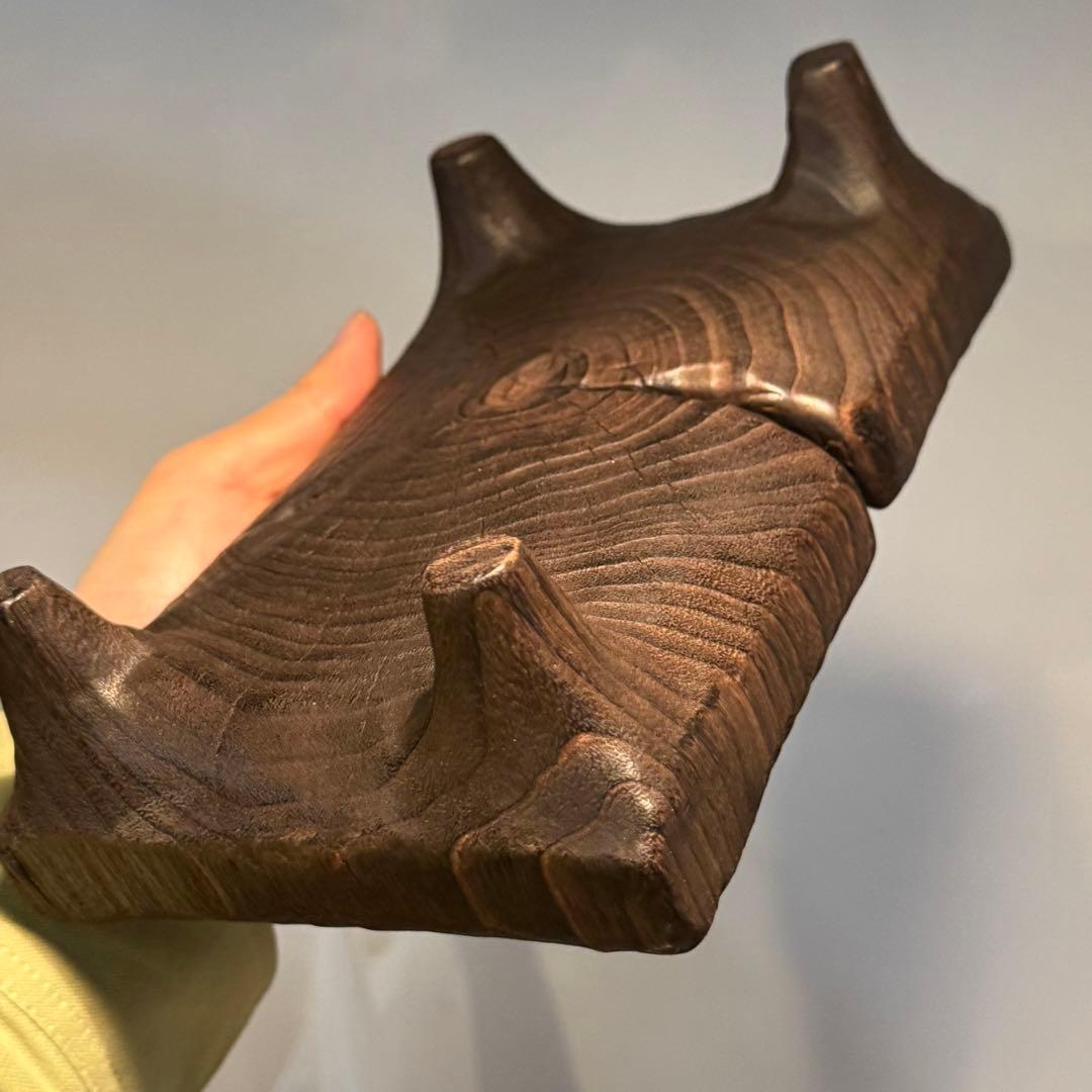 卓 花台 木製 香炉台 根卓 盆栽台 クスノキ21*13*6.4cm