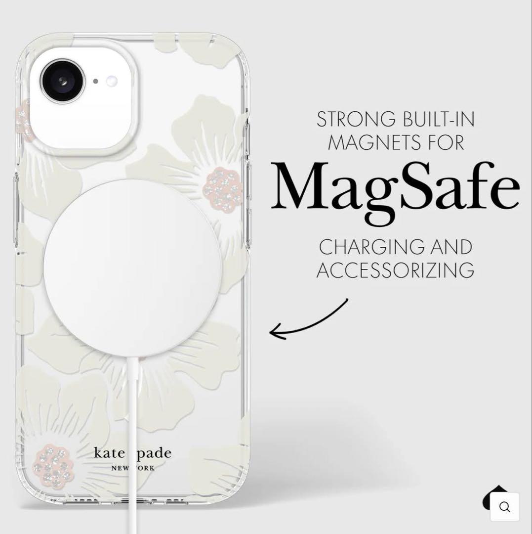 ケイトスペード iPhone16e ケース ホワイト 花柄