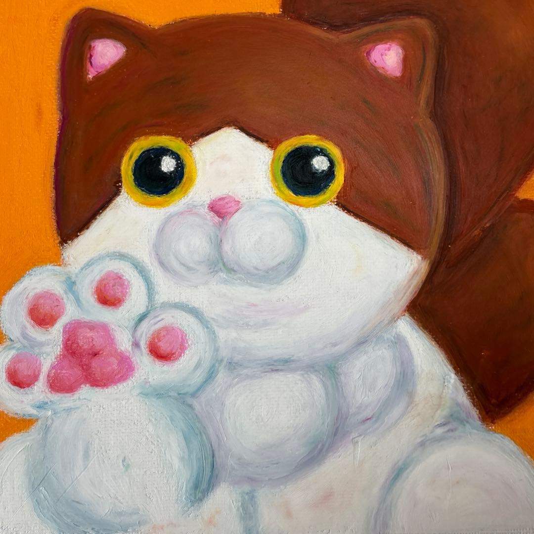 ゆるねこ原画　キャンバスボード　オイルパステル　ココ