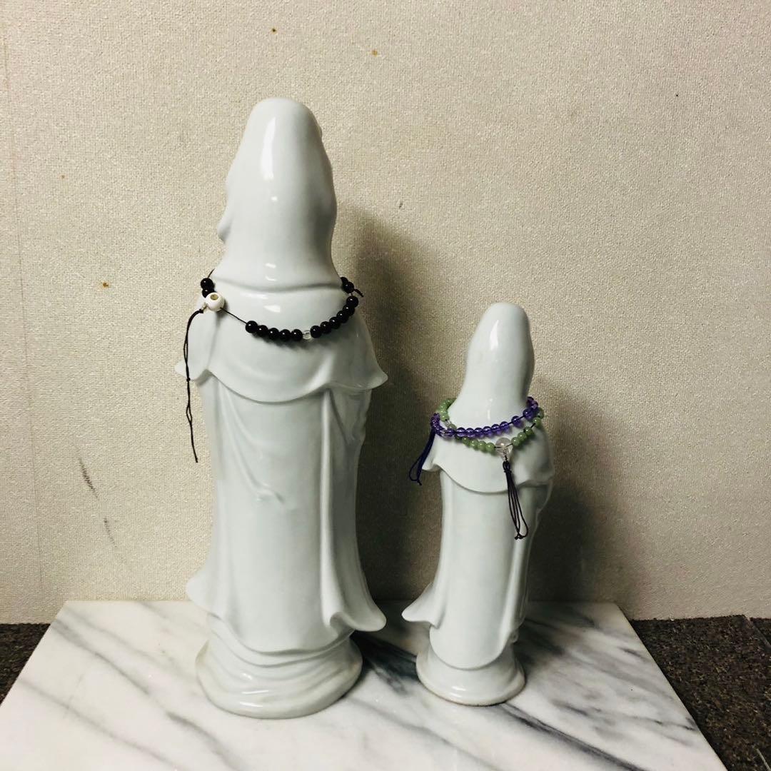 J11 九谷焼 菊仙作 白磁観音像 置物 骨董品 コレクション インテリアを