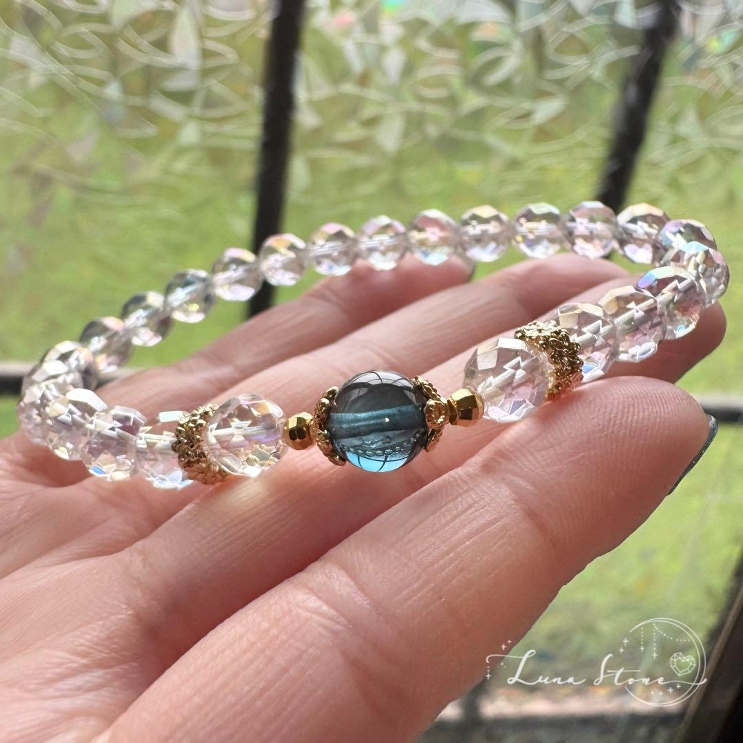 ☆再販デザイン【ロンドンブルートパーズ×アクアオーラ】天然石 ブレスレット