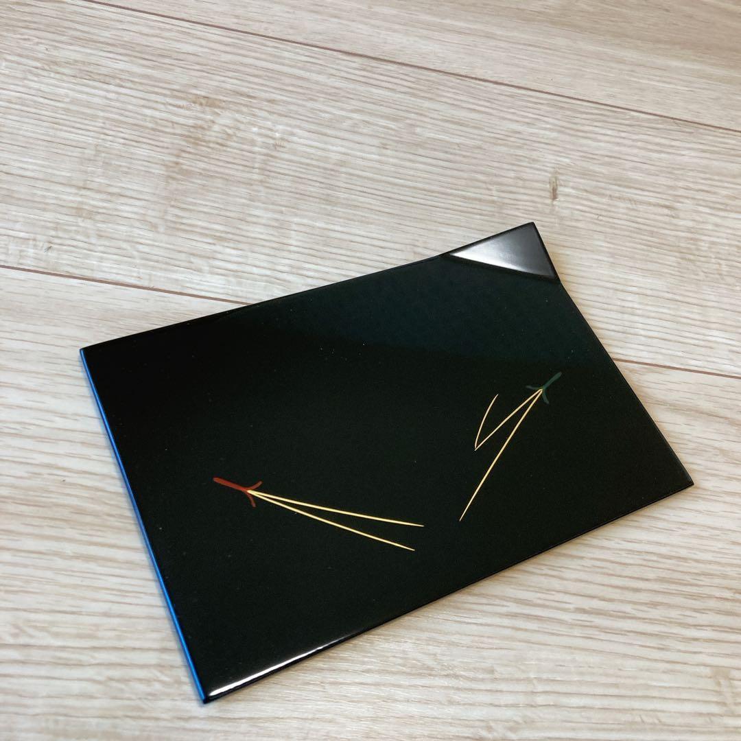 【新品】漆器のあそべ 銘々皿 黒塗り　5枚セット 18×12cm