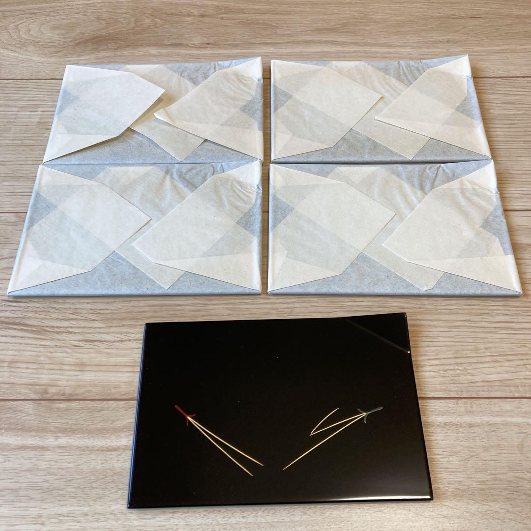 【新品】漆器のあそべ 銘々皿 黒塗り　5枚セット 18×12cm