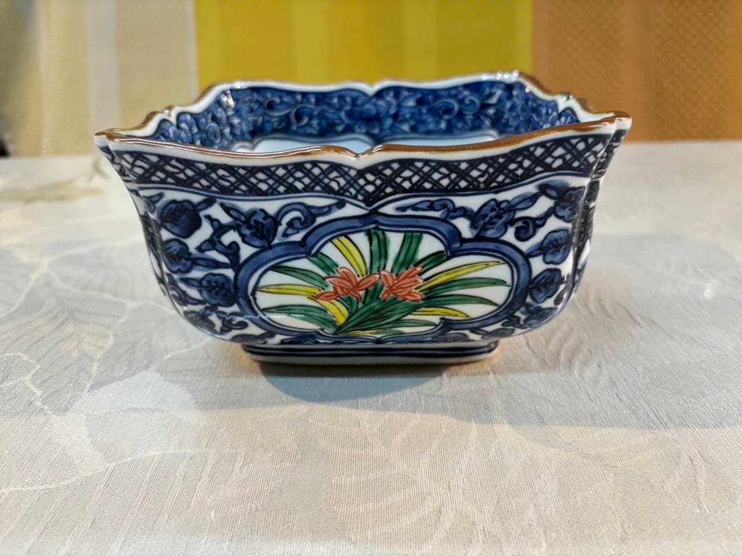 京焼清水焼 京泉窯 四君子正角菓子鉢