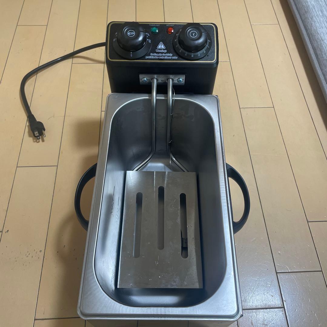 ステンレス製 電気フライヤー 温度調節付き