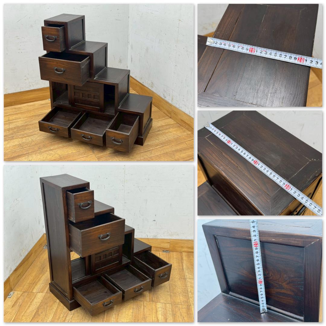 T1602☆美品☆階段箪笥　両面　両開き　時代箪笥　和家具　引出　民芸家具