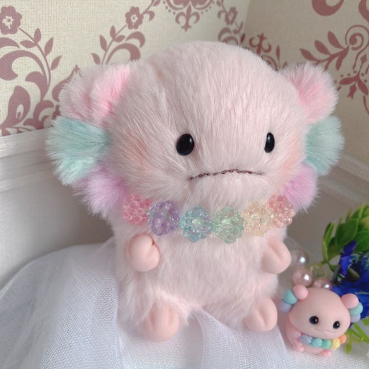 ★ハンドメイドぬいぐるみ★ こんぺいとうちゃん☆ 仲良し虹色ウーパールーパー
