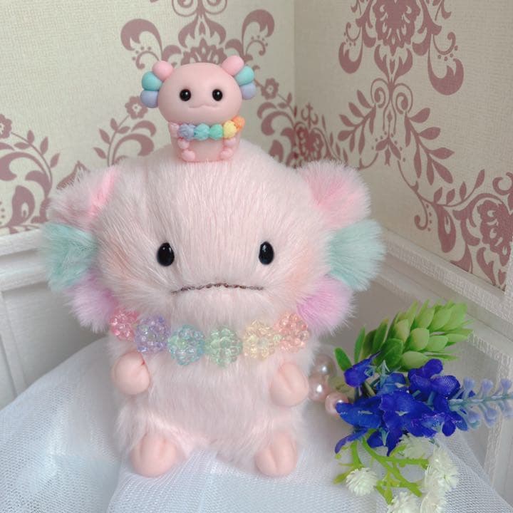 ★ハンドメイドぬいぐるみ★ こんぺいとうちゃん☆ 仲良し虹色ウーパールーパー