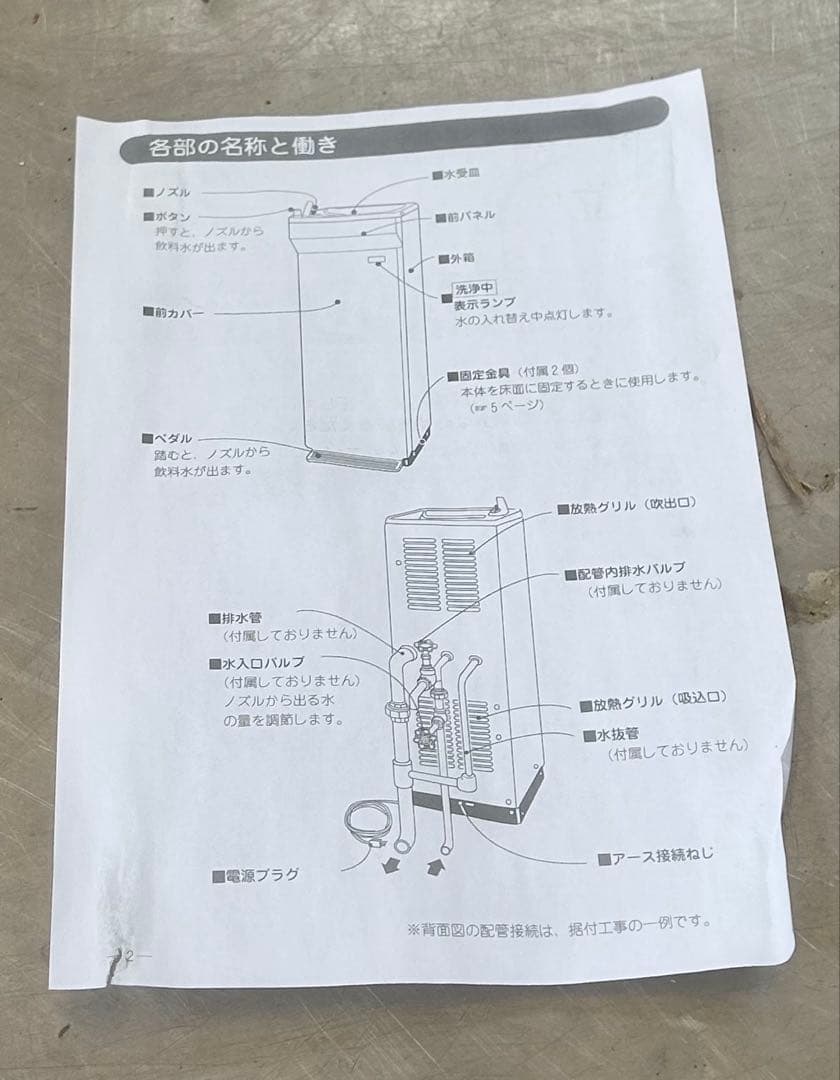 ウォータークーラー RW-224PD-1 日立 屋内用 冷水専用 足踏み式 中古