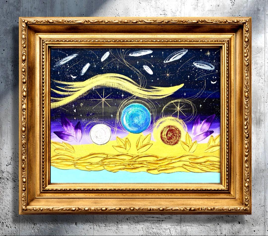 開運絵画　オリジナル　金の成る木　龍神様　龍樹　マルチカラー　金箔